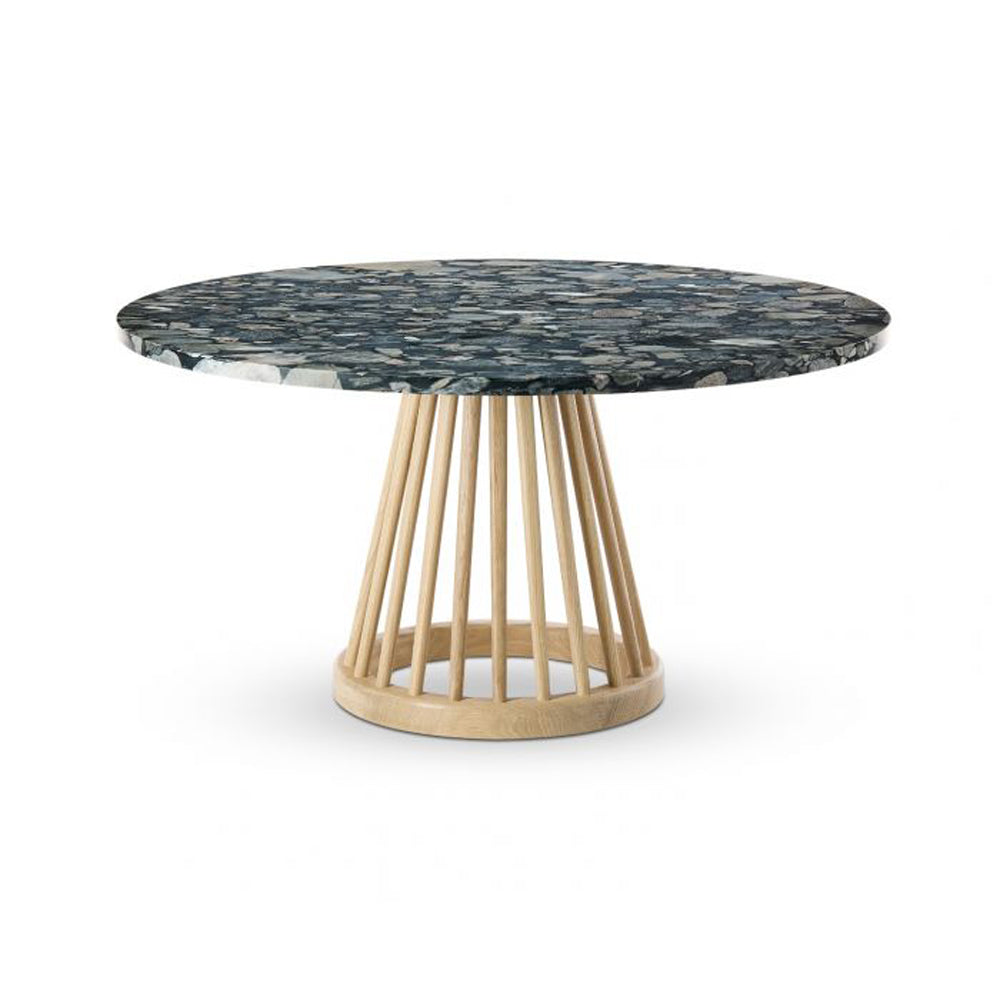 Tom Dixon Fan Table with Natural Base & Pebble Marble Top