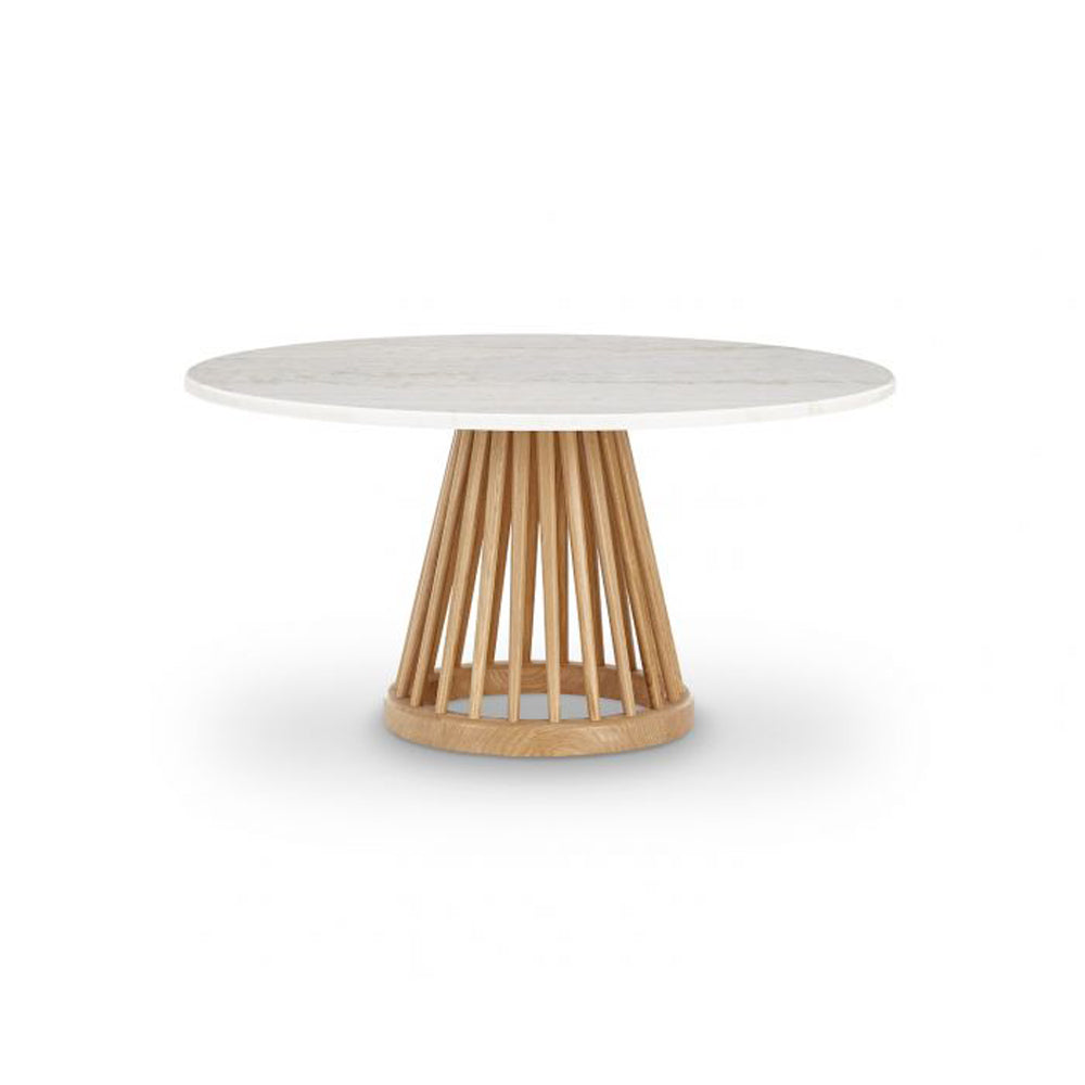 Tom Dixon Fan Table with Natural Base & White Marble Top