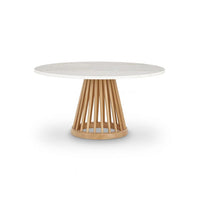 Tom Dixon Fan Table with Natural Base & White Marble Top