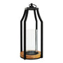 Ivyline Felicity Circular Base Lantern in Acacia Wood & Black - Large