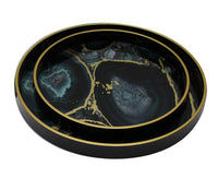 Mindy Brownes Set of 2 Glory Serving Trays in Green & Midnight