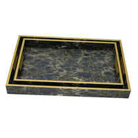 Mindy Brownes Set of 2 Serving Trays in Gold & Deep Blue