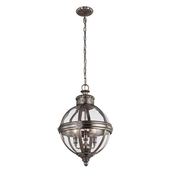 Adams 3 Light Chandelier - Antique Nickel Elstead 1