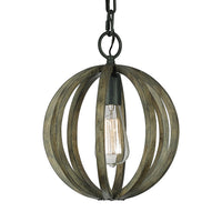 Elstead Allier Weather Pendant Oak Wood and Antique Forged Iron