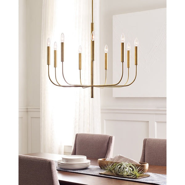 Elstead Brianna 9 Light Chandelier Burnished Brass