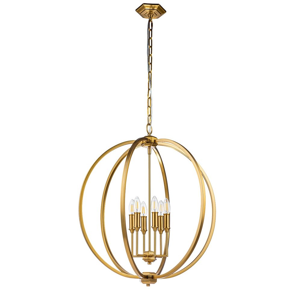 Feiss Corinne 6 Light Pendant Light in Brass