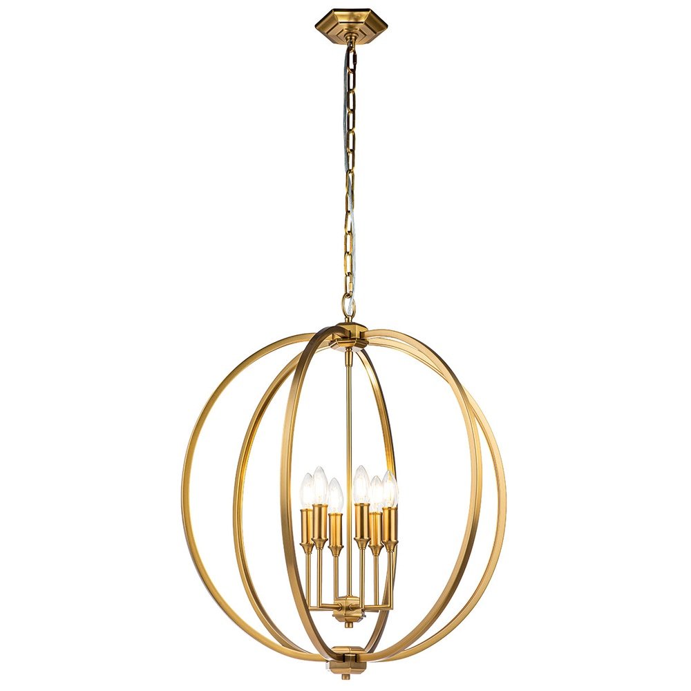 Feiss Corinne 6 Light Pendant Light in Brass