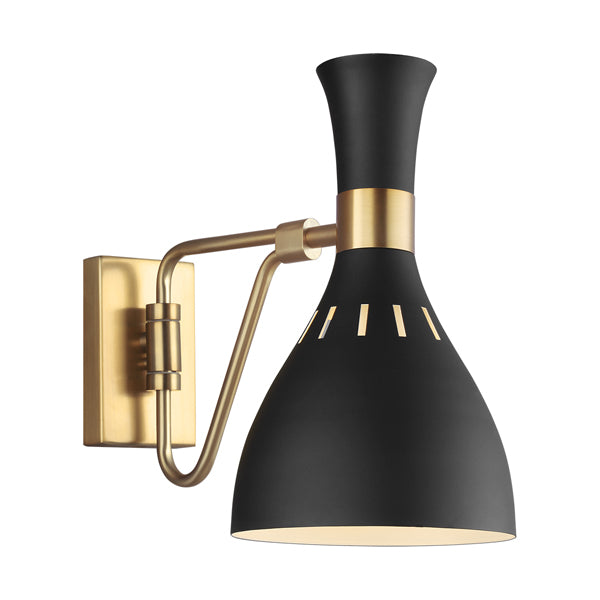 Elstead Joan 1 Light Wall Light Midnight Black and Burnished Brass