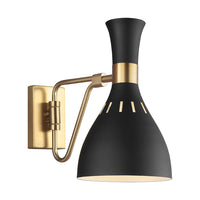 Elstead Joan 1 Light Wall Light Midnight Black and Burnished Brass