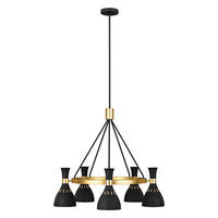 Elstead Joan 5 Light Chandelier Midnight Black and Burnished Brass