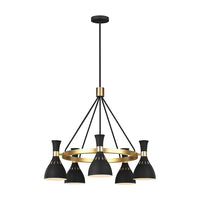 Elstead Joan 5 Light Chandelier Midnight Black and Burnished Brass