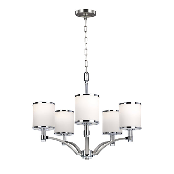 Prospect Park 5 Light Chandelier - Satin Nickel & Chrome Elstead 1