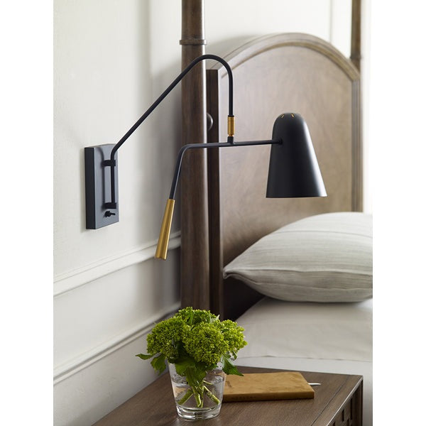 Simon 1 Light Wall Light - Midnight Black Elstead 2