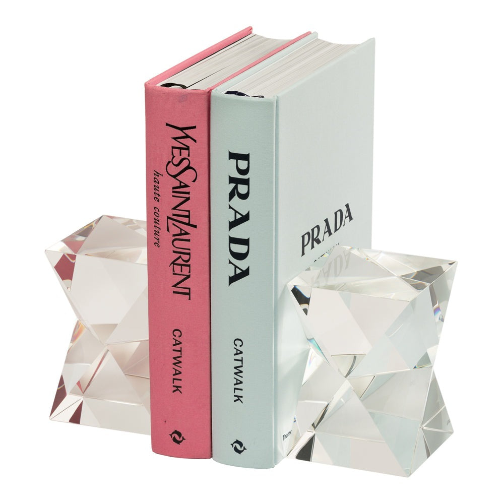 Liang & Eimil Crystal Set Of 2 Angular Bookends Clear