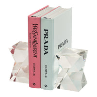 Liang & Eimil Crystal Set Of 2 Angular Bookends Clear