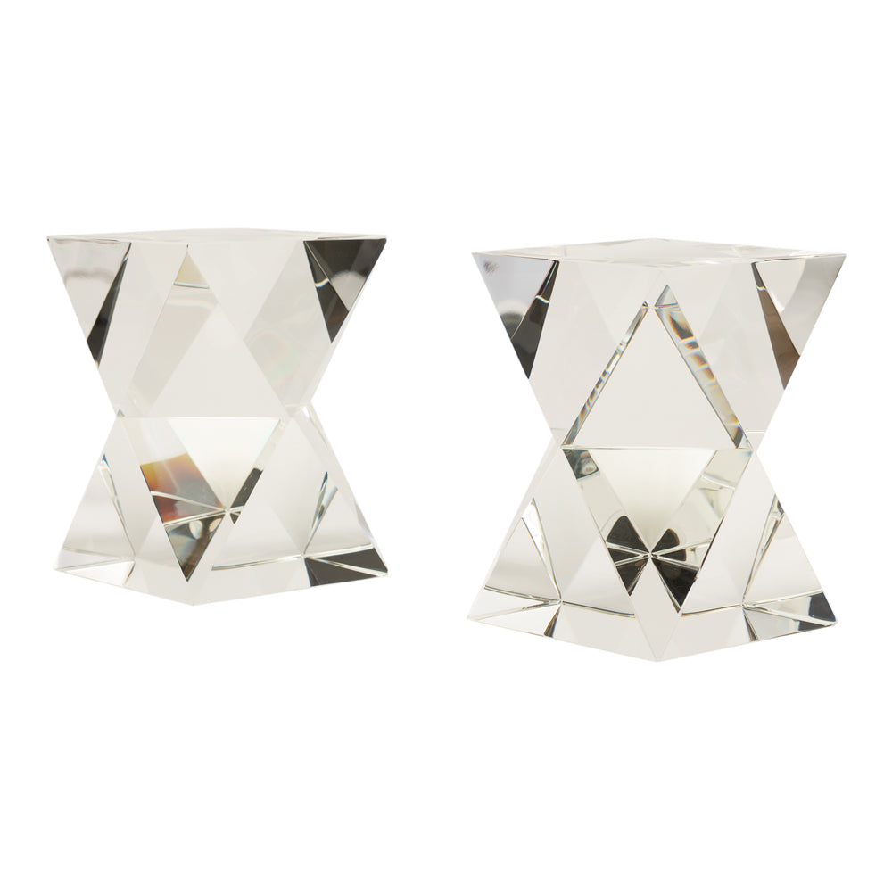  LiangAndEimil-Liang & Eimil Crystal Set Of 2 Angular Bookends Clear-Clear 797 