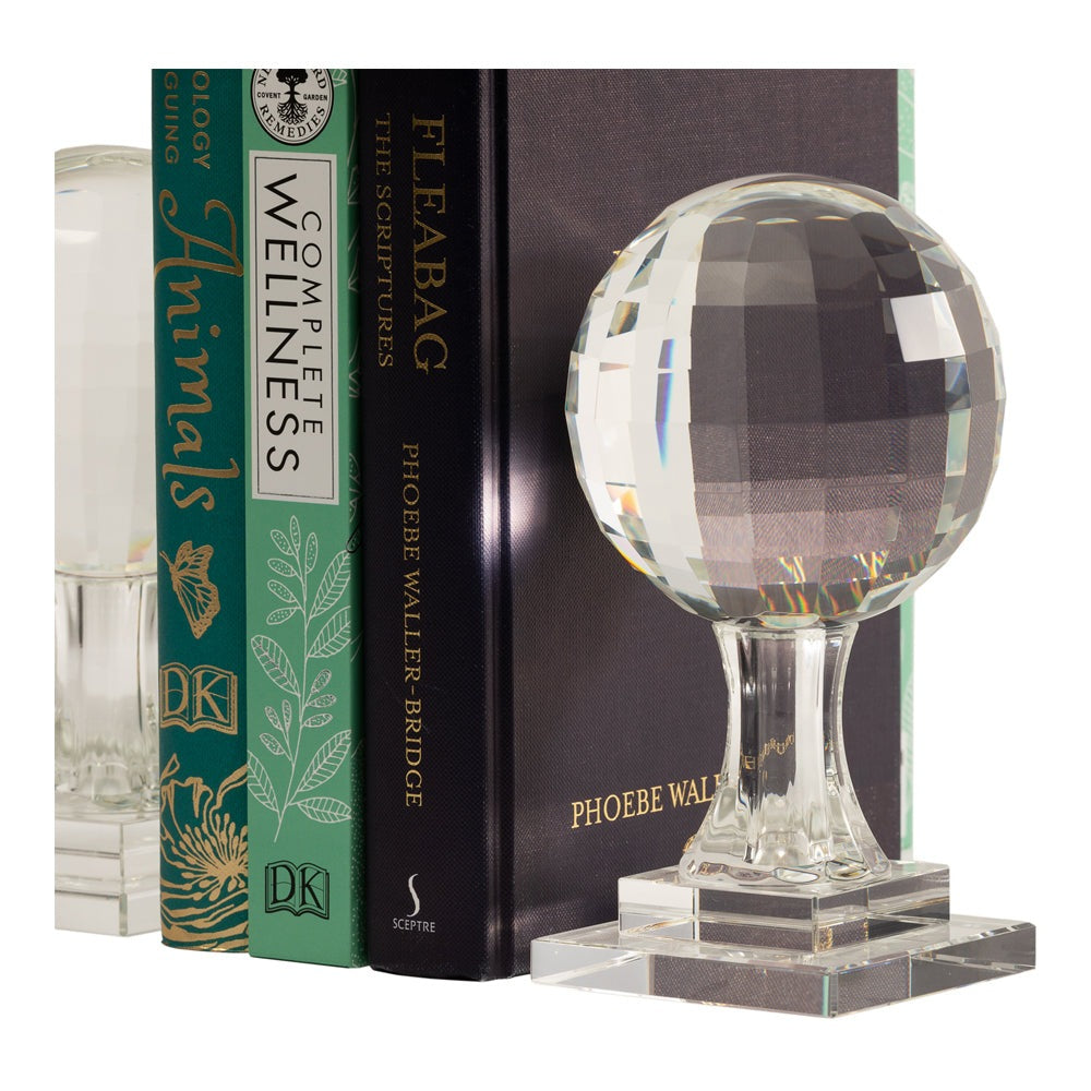 Liang & Eimil Crystal Set Of 2 Globe Bookends Clear