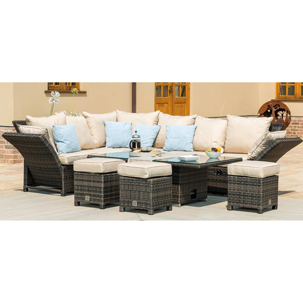 Maze Henley Outdoor Furniture Set With Rising Table in Brown