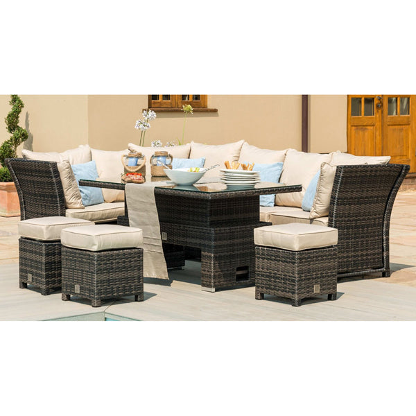 Maze Henley Outdoor Furniture Set With Rising Table in Brown