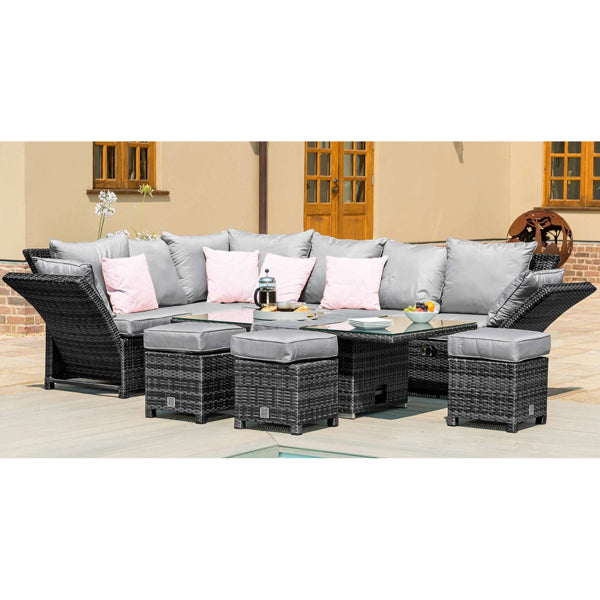 Maze Henley Outdoor Furniture Set With Rising Table in Grey