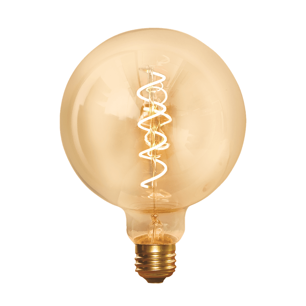 Industville Vintage Spiral LED Edison Bulb Old Filament Lamp - 5W E27 Globe G125 - Amber