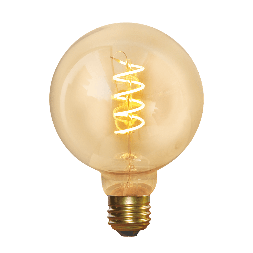  Industville-Industville Vintage Spiral LED Edison Bulb Old Filament Lamp - 5W E27 Small Globe G95 - Amber-Amber 85 