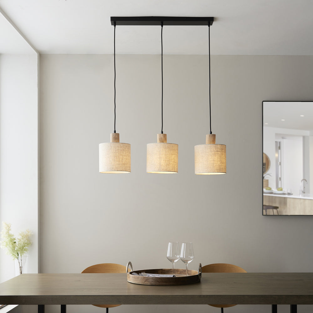 Gallery Interiors Derby 3 Pendant Light in Natural