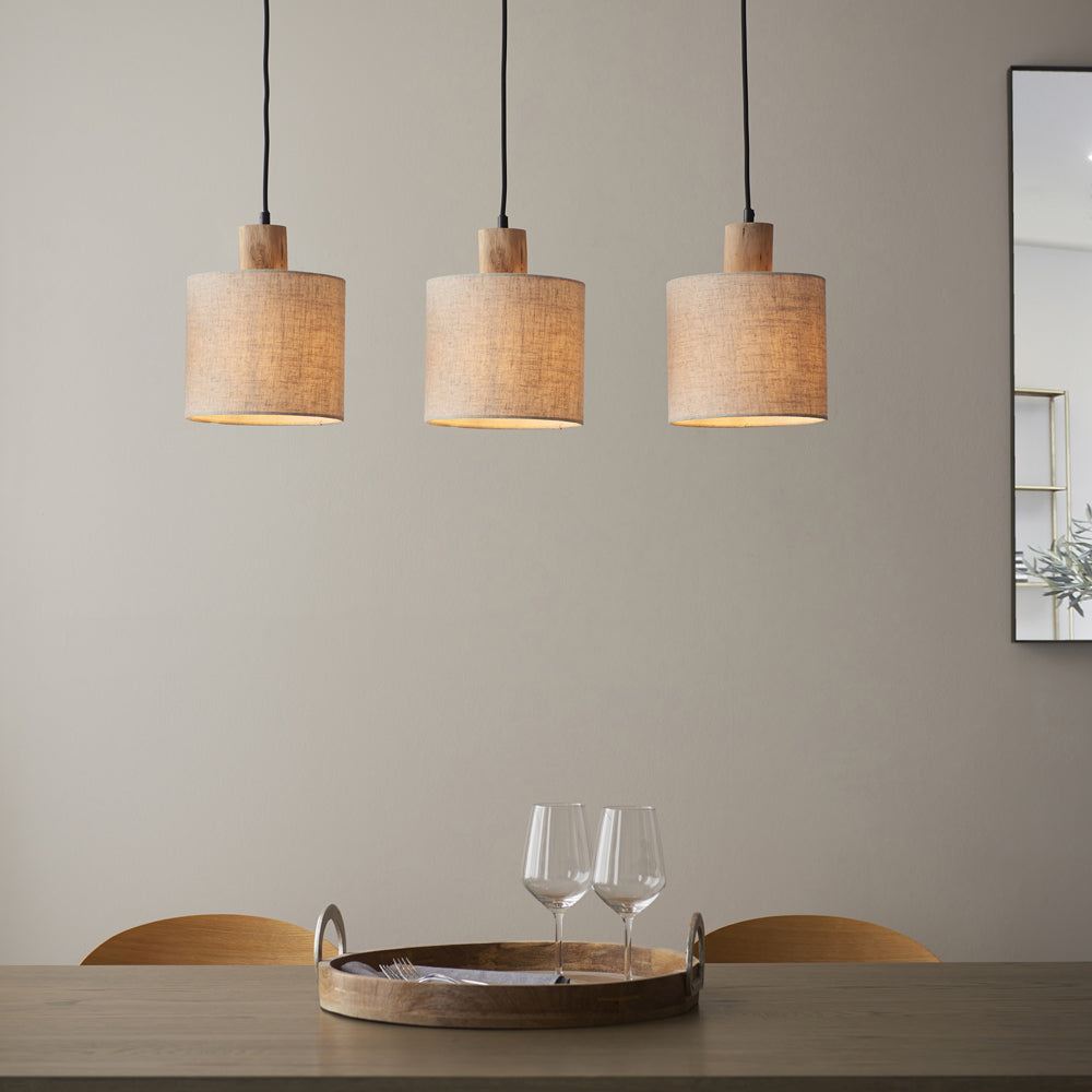 Gallery Interiors Derby 3 Pendant Light in Natural