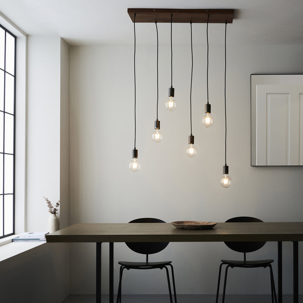 Gallery Interiors Stella 6 Pendant Light in Natural & Black