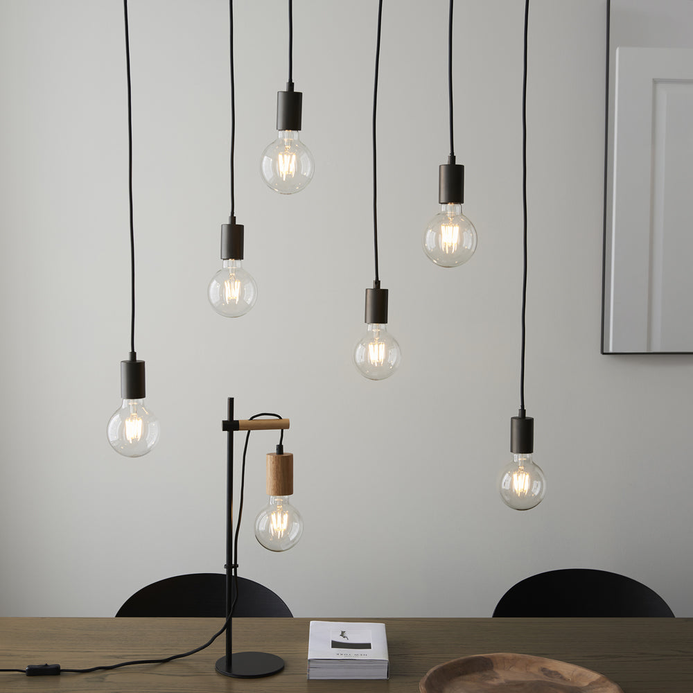 Gallery Interiors Stella 6 Pendant Light in Natural & Black