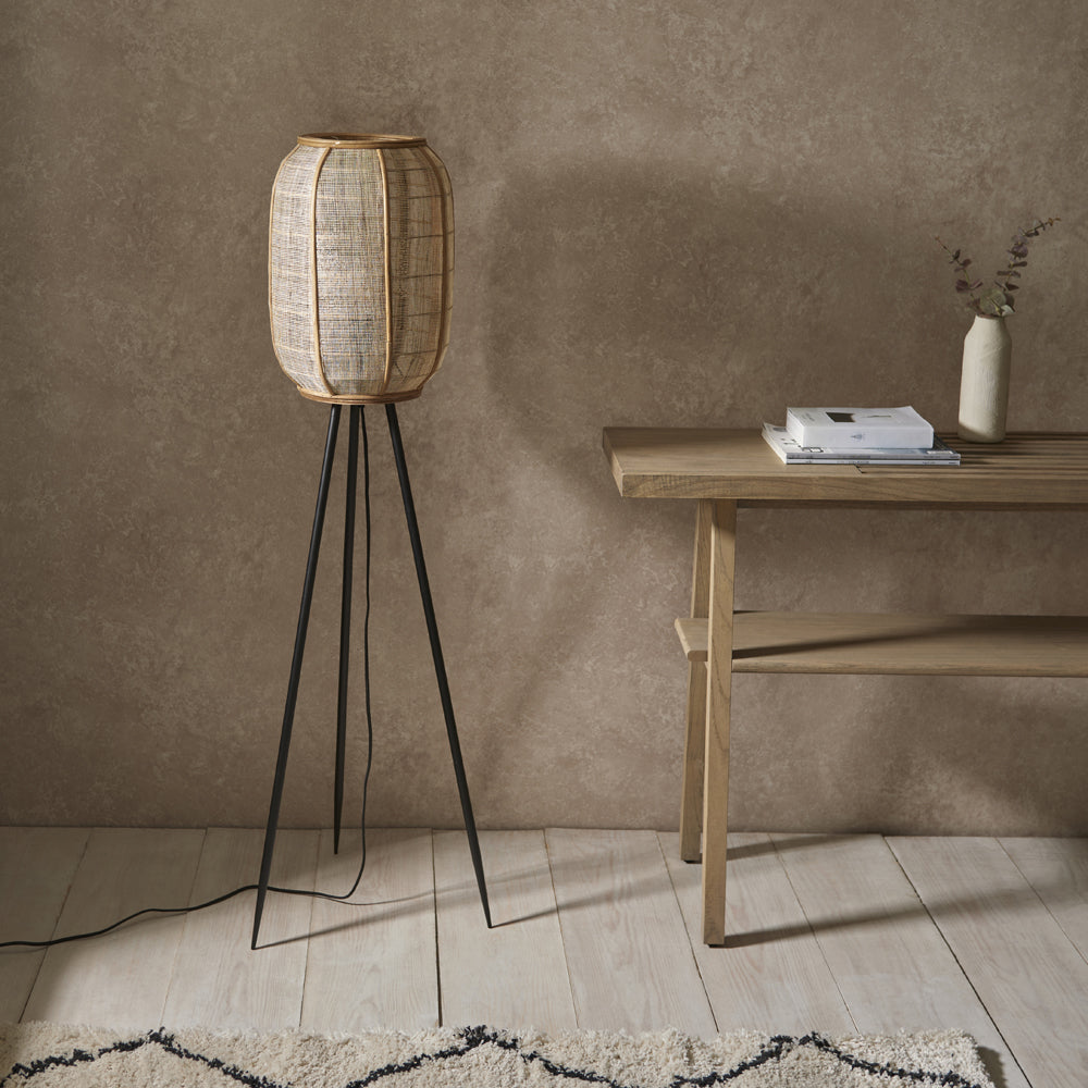 Gallery Interiors Zane Floor Lamp in Natural & Black