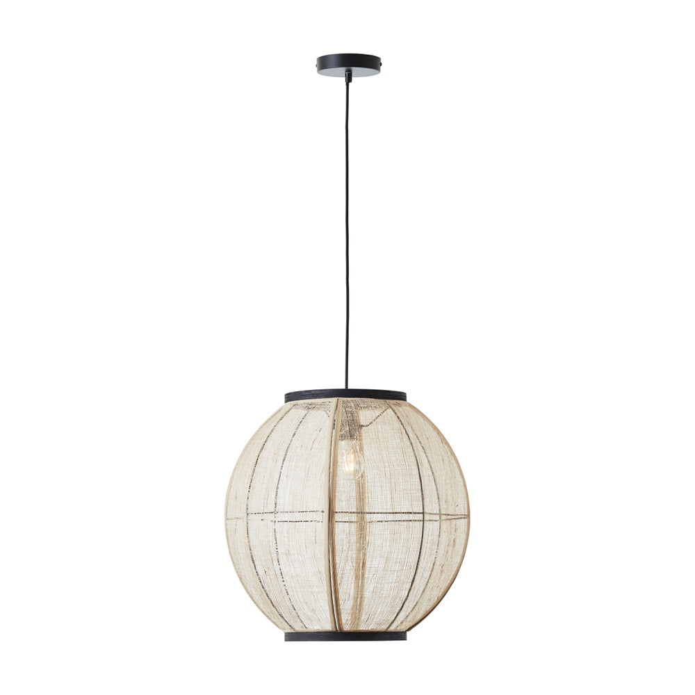 Gallery Interiors Zane Rounded Pendant Light in Natural & Black