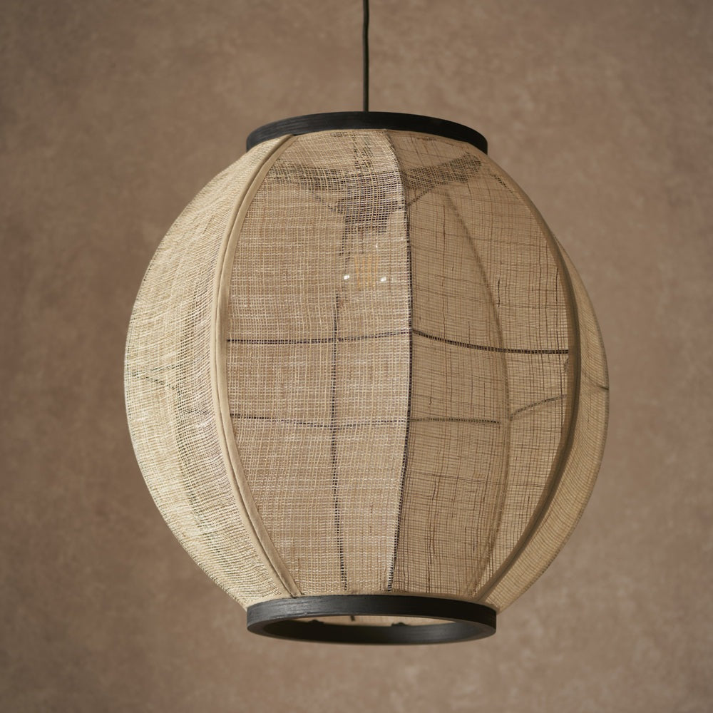 Gallery Interiors Zane Rounded Pendant Light in Natural & Black