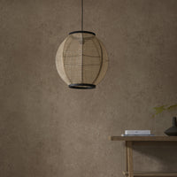 Gallery Interiors Zane Rounded Pendant Light in Natural & Black