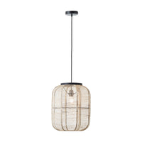 Gallery Interiors Zane Rounded Rectangle Pendant Light in Natural & Black