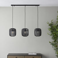 Gallery Interiors Martha Pendant Light in Dark Bamboo - 3 light