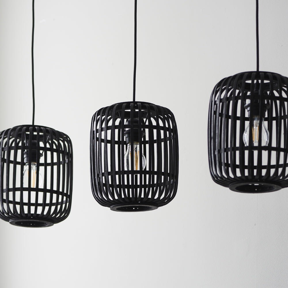 Gallery Interiors Martha Pendant Light in Dark Bamboo - 3 light