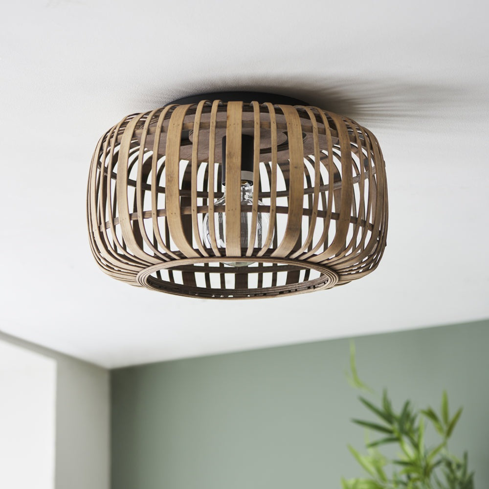 Gallery Interiors Martha Ceiling Light in Light Natural Bamboo