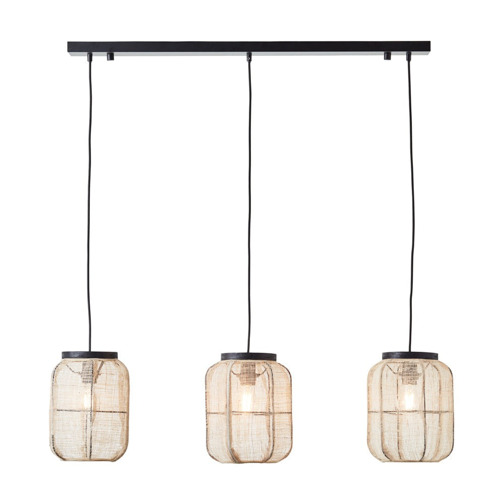 Gallery Interiors Zane 3 Pendant Light in Natural & Black