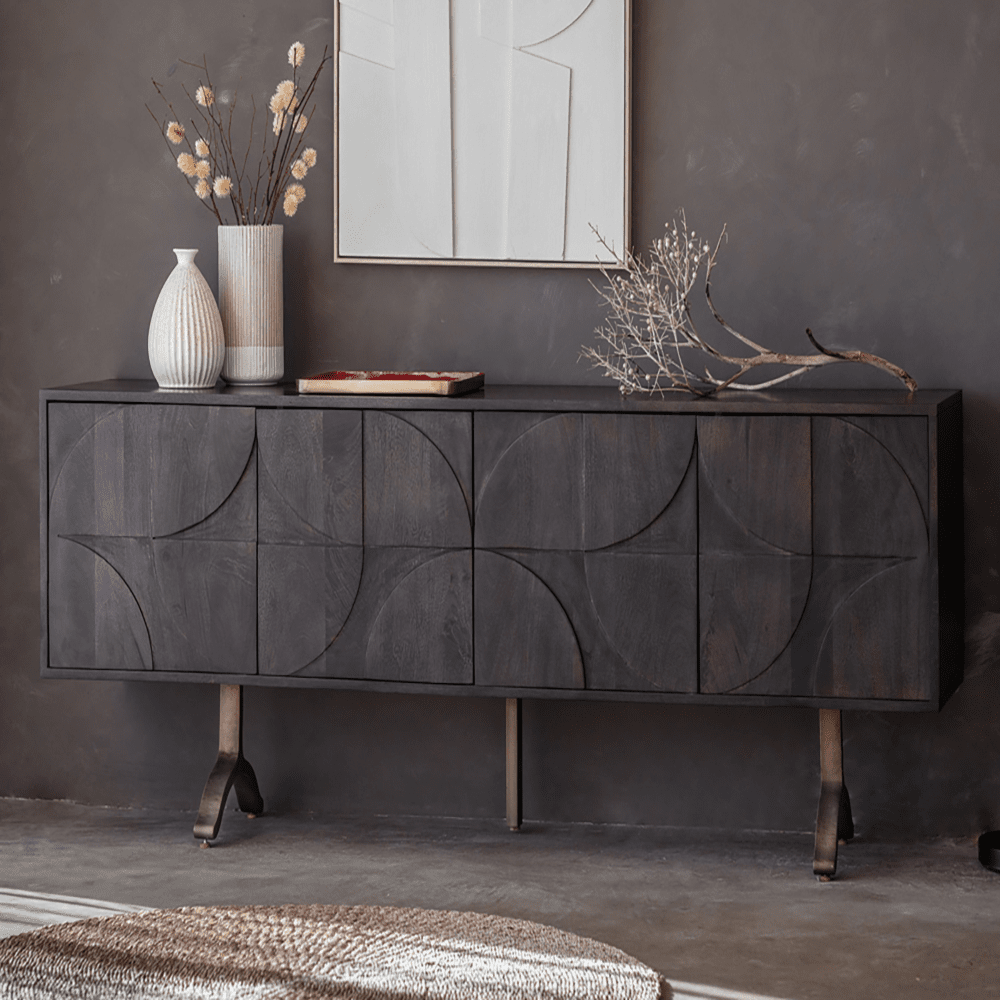 Gallery Interiors Fortuna 4 Door Sideboard in Brown