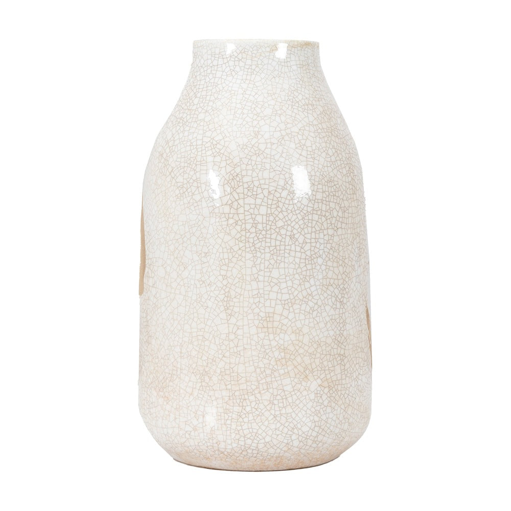 Gallery Interiors Yoya Vase in Reactive White & Brown