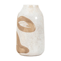 Gallery Interiors Yoya Vase in Reactive White & Brown