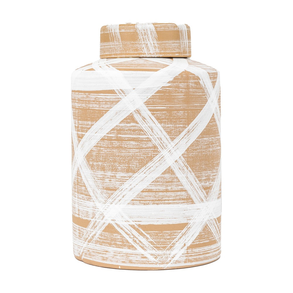 Gallery Interiors Tinka Jar in Reactive Brown & White