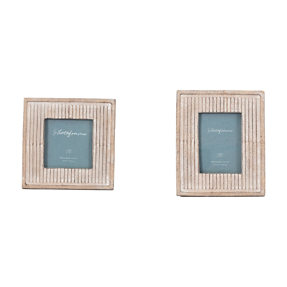 Gallery Interiors Set of 2 Draft Mini Photo Frames in Natural