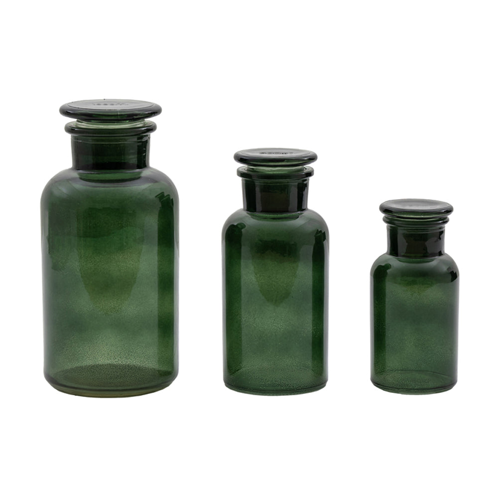 Gallery Interiors Set of 3 Apothecary Jars in Green