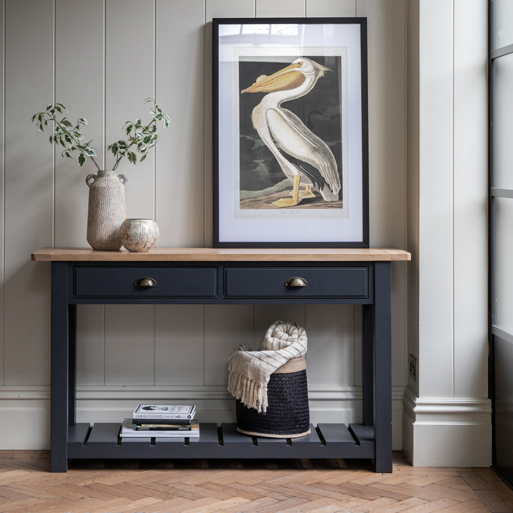 Gallery Interiors Sandon 2 Drawer Console in Meteor