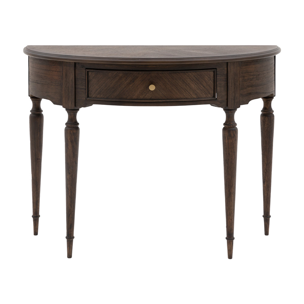 Gallery Interiors Melody Demi Lune Table in Dark Wood