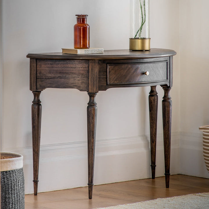 Melody Demi Lune Table - Dark Wood GalleryDirect 2