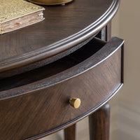 Gallery Interiors Melody Demi Lune Table in Dark Wood