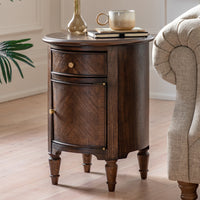 Gallery Interiors Melody Drum Side Table in Brown